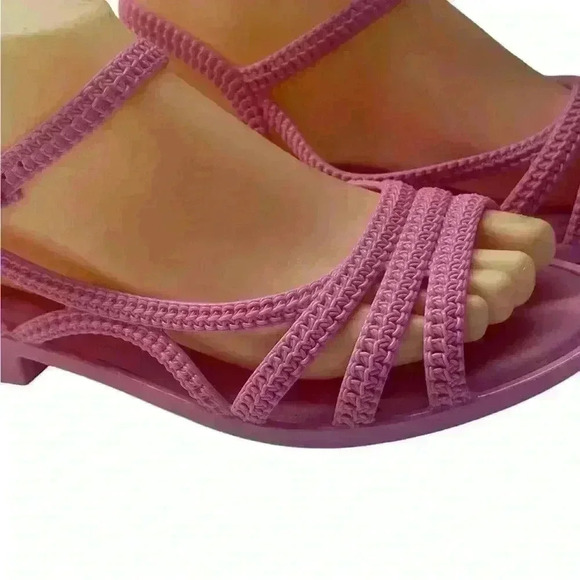 Melissa Womens Pink Braided Jelly Rubber Open Toe Sandals Size 6 - Picture 6 of 13